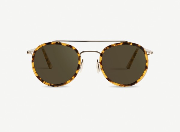 Front view of a pair of eyeglasses called the Player in Brandy