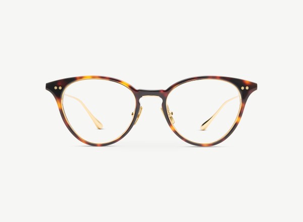 Front view of a pair of eyeglasses called the Melodist in Tortoise