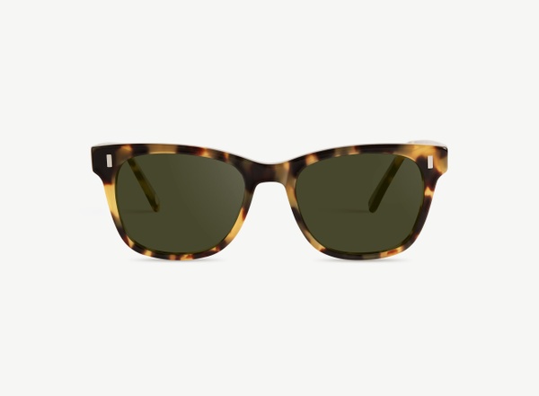 Front view of a pair of eyeglasses called the Actor in Turtle