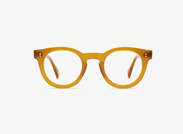 Front view of a pair of eyeglasses called the Messenger in Marigold