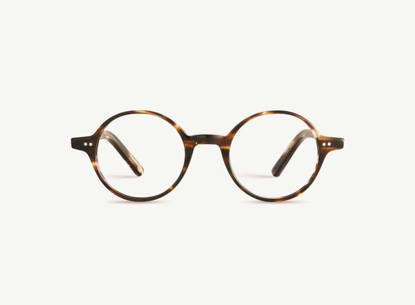 Front view of a pair of eyeglasses called the Visionary in Tobacco