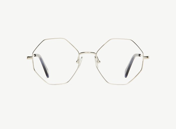Front view of a pair of eyeglasses called the Utopian in Silver