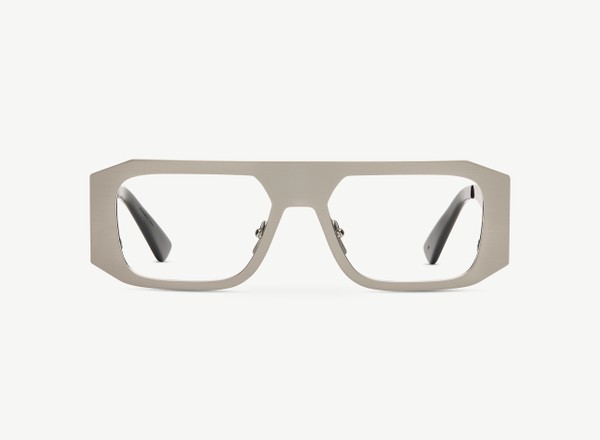 Front view of a pair of eyeglasses called the Astronaut in Silver