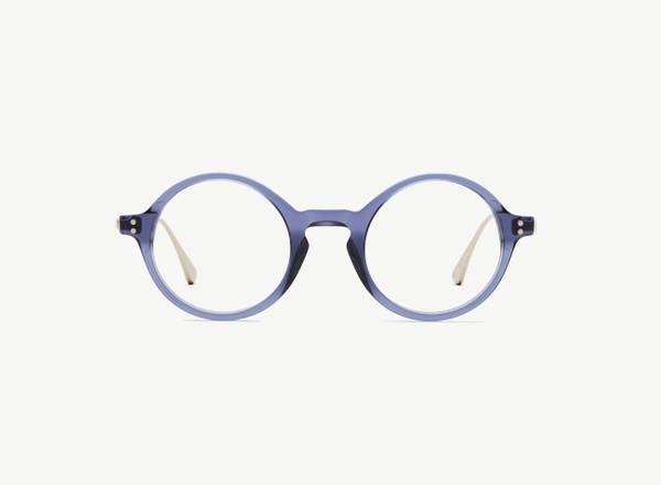 Front view of a pair of eyeglasses called the Curator in Midnight