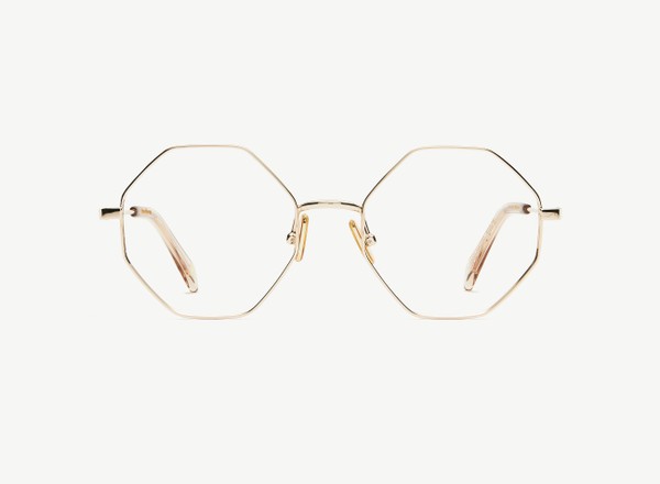 Front view of a pair of eyeglasses called the Utopian in Gold