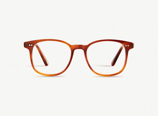 Front view of a pair of eyeglasses called the Wonder in Amber
