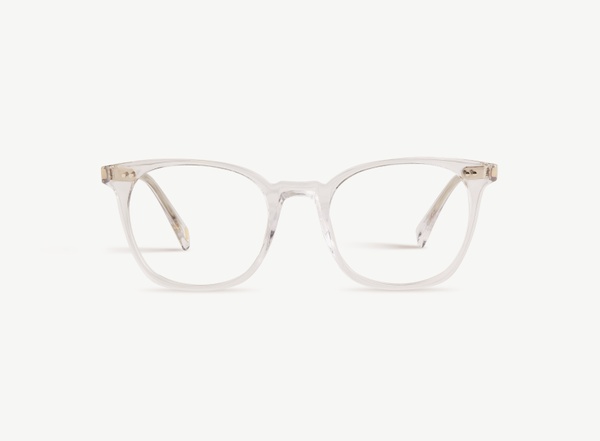 Front view of a pair of eyeglasses called the Pro in Crystal