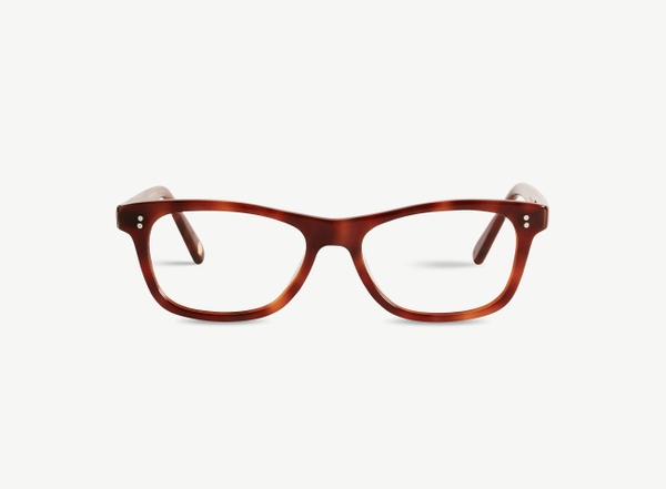 Front view of a pair of eyeglasses called the Romantic in Amber