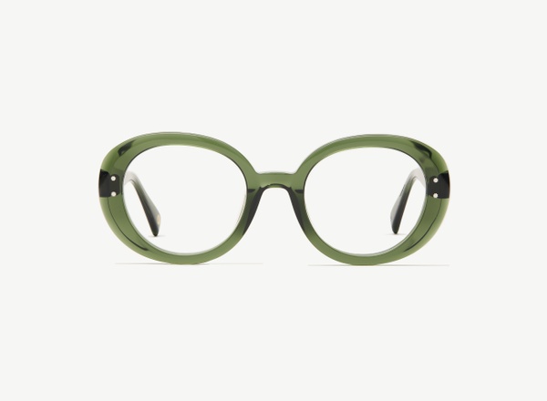 Front view of a pair of eyeglasses called the Collector in Jade