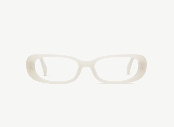 Front view of a pair of eyeglasses called the Nomad in Ivory
