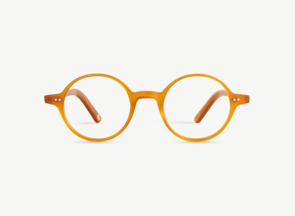 Front view of a pair of eyeglasses called the Visionary in Marigold