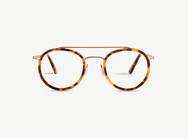 Front view of a pair of eyeglasses called the Player in Caramel