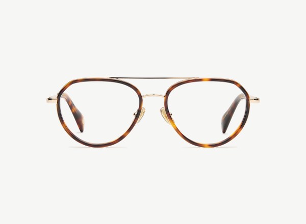 Front view of a pair of eyeglasses called the Voyager in Tortoise