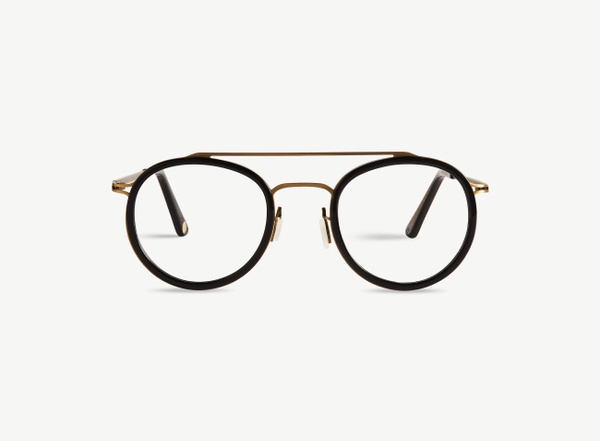 Front view of a pair of eyeglasses called the Player in Black