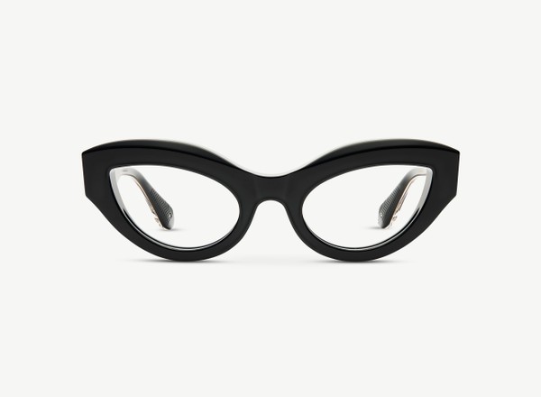 Front view of a pair of eyeglasses called the Mona in Black