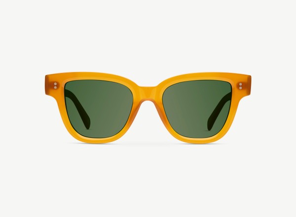 Front view of a pair of eyeglasses called the Singer in Marigold