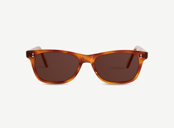 Front view of a pair of eyeglasses called the Romantic in Honey