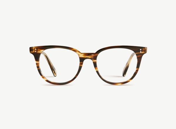 Front view of a pair of eyeglasses called the Aesthete in Tobacco