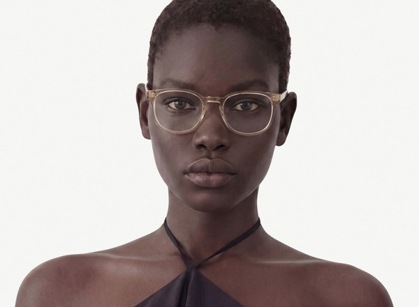 Front view of a pair of eyeglasses called the Superhero in Nude