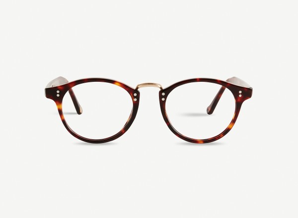 Front view of a pair of eyeglasses called the Saint in Chocolate
