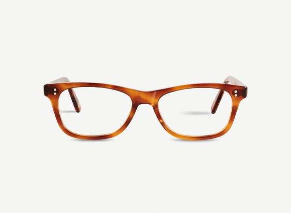 Front view of a pair of eyeglasses called the Romantic in Honey