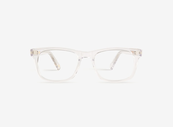 Front view of a pair of eyeglasses called the Founder in Crystal