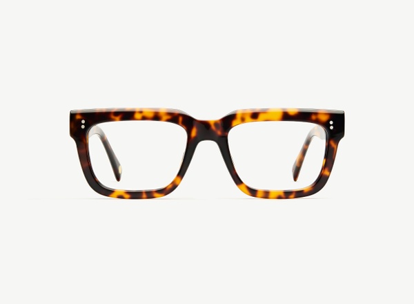 Front view of a pair of eyeglasses called the Torino in Tortoise
