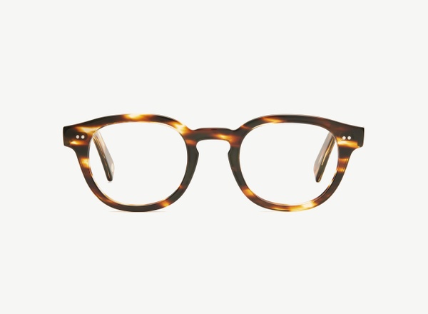 Front view of a pair of eyeglasses called the Performer in Tobacco