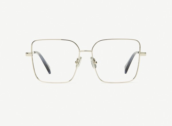 Front view of a pair of eyeglasses called the Writer in Silver