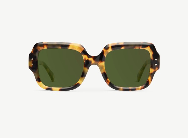 Front view of a pair of eyeglasses called the Provocateur in Turtle