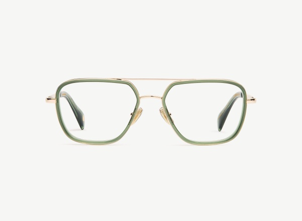 Front view of a pair of eyeglasses called the Commander in Jade