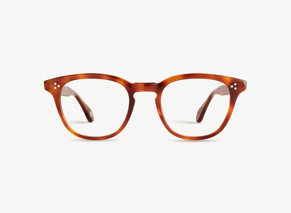 Front view of a pair of eyeglasses called the Believer in Amber