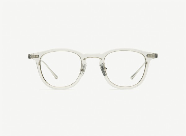 Front view of a pair of eyeglasses called the Critic in Smoke