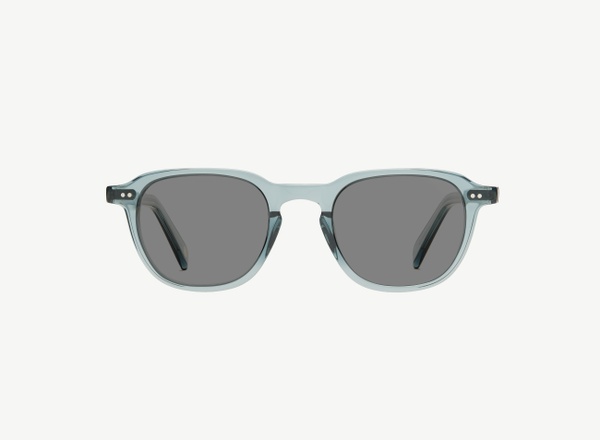 Front view of a pair of eyeglasses called the Doer in Denim