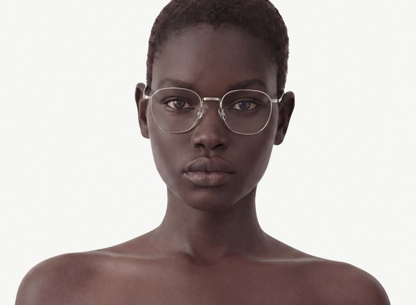 Front view of a pair of eyeglasses called the Trendsetter in Silver
