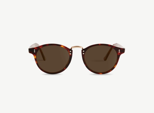 Front view of a pair of eyeglasses called the Saint in Chocolate