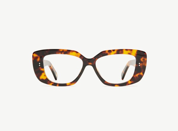 Front view of a pair of eyeglasses called the Actress in Tortoise