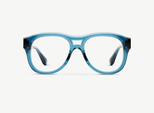 Front view of a pair of eyeglasses called the Salva in Azure
