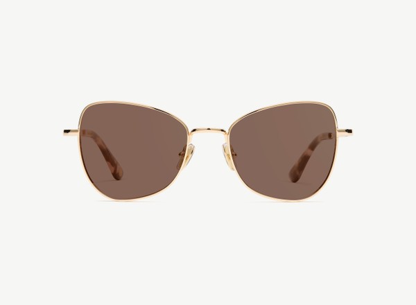 Front view of a pair of eyeglasses called the Muse in Rose Gold