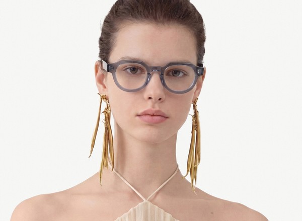 Front view of a pair of eyeglasses called the Pathfinder in Denim