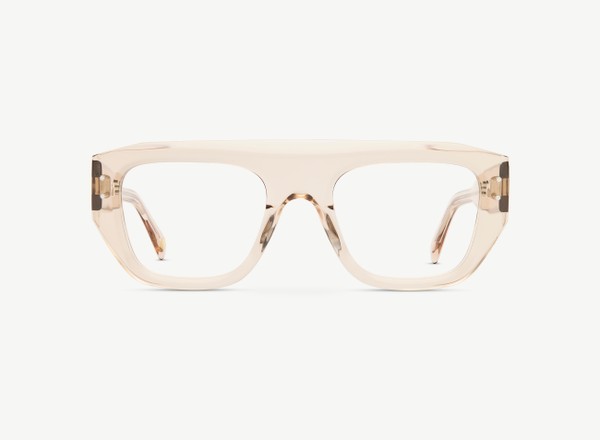 Front view of a pair of eyeglasses called the Stark in Nude