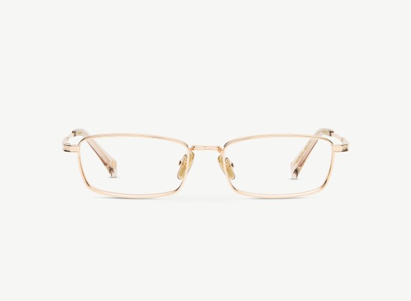 Front view of a pair of eyeglasses called the Analyst in Gold
