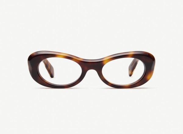 Front view of a pair of eyeglasses called the Flow in Tortoiseshell