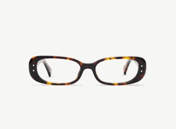 Front view of a pair of eyeglasses called the Nomad in Tortoise