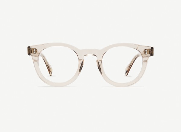 Front view of a pair of eyeglasses called the Messenger in Nude