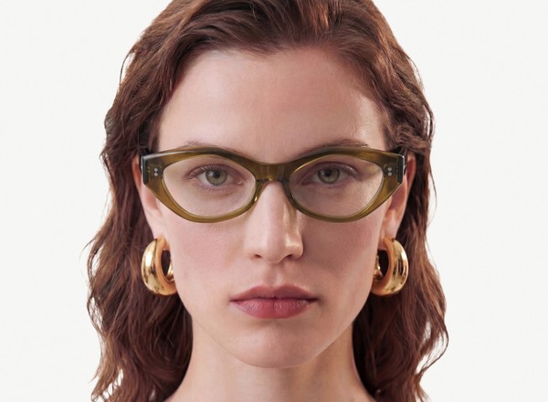 Front view of a pair of eyeglasses called the Luna in Olive