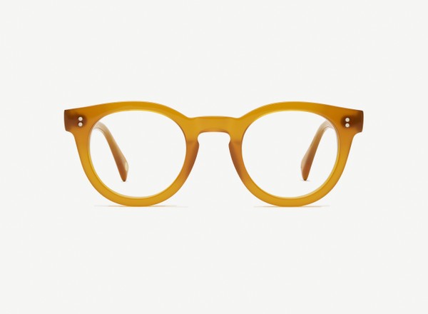 Front view of a pair of eyeglasses called the Messenger in Marigold