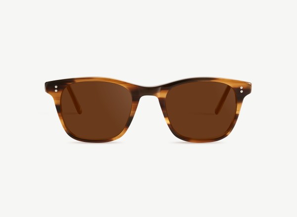 Front view of a pair of eyeglasses called the Bookworm in Walnut