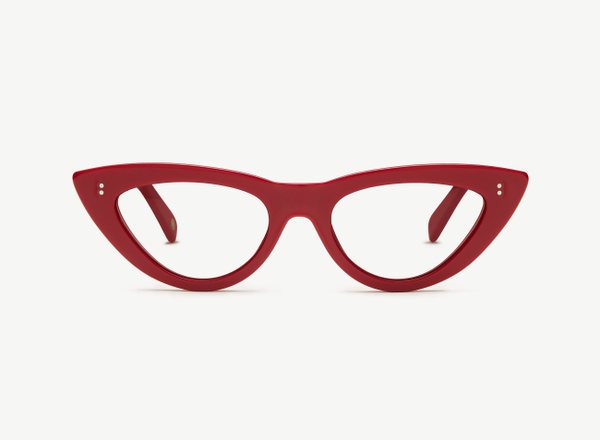 Front view of a pair of eyeglasses called the Beauty in Ruby