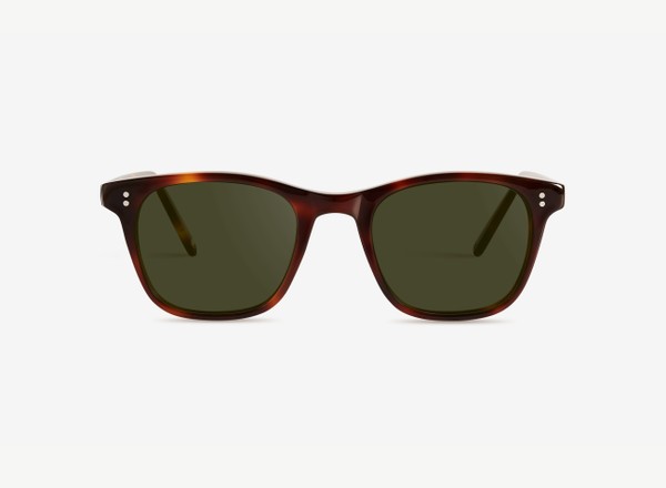 Front view of a pair of eyeglasses called the Bookworm in Cognac